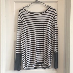 Striped Long Sleeve Top with Button Detail